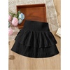 image:imageRoseSeek Girls Tiered Layer Shirred Boho Smocked Skirts Casual Cute High Waisted Pleated Ruffle Flowy Elastic SkirtsPure Black