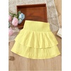 image:imageRoseSeek Girls Tiered Layer Shirred Boho Smocked Skirts Casual Cute High Waisted Pleated Ruffle Flowy Elastic SkirtsYellow