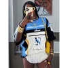 image:imageRoseSeek Jersey Shirts for Women Graphic Color Block Racing T Shirt Short Sleeve Crewneck Football Jerseys TShirtBlue and White