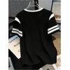 image:imageRoseSeek Jersey Shirts for Women Graphic Color Block Racing T Shirt Short Sleeve Crewneck Football Jerseys TShirtMix Black and White