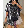 image:imageRoseSeek Jersey Shirts for Women Number Graphic Print Mesh Color Block V Neck Short Sleeve Football Jerseys TShirtBlack White