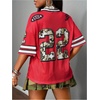 image:imageRoseSeek Jersey Shirts for Women Number Graphic Print Mesh Color Block V Neck Short Sleeve Football Jerseys TShirtCamo Red