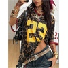 image:imageRoseSeek Jersey Shirts for Women Number Graphic Print Mesh Color Block V Neck Short Sleeve Football Jerseys TShirtCheetah Brown