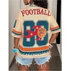 image:imageRoseSeek Jersey Shirts for Women Number Graphic Print Mesh Color Block V Neck Short Sleeve Football Jerseys TShirtLight Orange