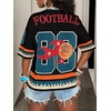 image:imageRoseSeek Jersey Shirts for Women Number Graphic Print Mesh Color Block V Neck Short Sleeve Football Jerseys TShirtMix Black and Green