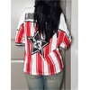 image:imageRoseSeek Jersey Shirts for Women Number Graphic Print Mesh Color Block V Neck Short Sleeve Football Jerseys TShirtMix Red and White