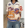 image:imageRoseSeek Jersey Shirts for Women Number Graphic Print Mesh Color Block V Neck Short Sleeve Football Jerseys TShirtMulticolor Beige