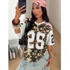 image:imageRoseSeek Jersey Shirts for Women Number Graphic Print Mesh Color Block V Neck Short Sleeve Football Jerseys TShirtMulticolor Pink
