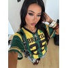 image:imageRoseSeek Jersey Shirts for Women Number Graphic Print Mesh Color Block V Neck Short Sleeve Football Jerseys TShirtNumber Yellow Green