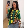 image:imageRoseSeek Jersey Shirts for Women Number Graphic Print Mesh Color Block V Neck Short Sleeve Football Jerseys TShirtNumber Yellow Green