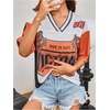 image:imageRoseSeek Jersey Shirts for Women Number Graphic Print Mesh Color Block V Neck Short Sleeve Football Jerseys TShirtOrange