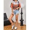 image:imageRoseSeek Jersey Shirts for Women Number Graphic Print Mesh Color Block V Neck Short Sleeve Football Jerseys TShirtOrange