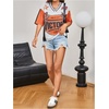 image:imageRoseSeek Jersey Shirts for Women Number Graphic Print Mesh Color Block V Neck Short Sleeve Football Jerseys TShirtOrange