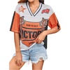 image:imageRoseSeek Jersey Shirts for Women Number Graphic Print Mesh Color Block V Neck Short Sleeve Football Jerseys TShirtOrange