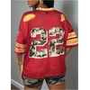 image:imageRoseSeek Jersey Shirts for Women Number Graphic Print Mesh Color Block V Neck Short Sleeve Football Jerseys TShirtRed and Camo