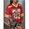 image:imageRoseSeek Jersey Shirts for Women Number Graphic Print Mesh Color Block V Neck Short Sleeve Football Jerseys TShirtRed and Camo