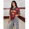 image:imageRoseSeek Jersey Shirts for Women Number Graphic Print Mesh Color Block V Neck Short Sleeve Football Jerseys TShirtRed and Yellow