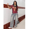 image:imageRoseSeek Jersey Shirts for Women Number Graphic Print Mesh Color Block V Neck Short Sleeve Football Jerseys TShirtRed and Yellow