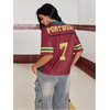image:imageRoseSeek Jersey Shirts for Women Number Graphic Print Mesh Color Block V Neck Short Sleeve Football Jerseys TShirtRed and Yellow