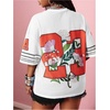 image:imageRoseSeek Jersey Shirts for Women Number Graphic Print Mesh Color Block V Neck Short Sleeve Football Jerseys TShirtWhite and Orange