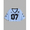 image:imageRoseSeek Jersey Shirts for Women Number Print V Neck Mesh Cropped Jersey Y2k Oversized Tshirts StreetwearBlue Black