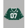 image:imageRoseSeek Jersey Shirts for Women Number Print V Neck Mesh Cropped Jersey Y2k Oversized Tshirts StreetwearGreen