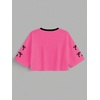 image:imageRoseSeek Jersey Shirts for Women Number Print V Neck Mesh Cropped Jersey Y2k Oversized Tshirts StreetwearHot Pink