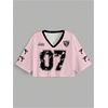 image:imageRoseSeek Jersey Shirts for Women Number Print V Neck Mesh Cropped Jersey Y2k Oversized Tshirts StreetwearPink