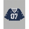 image:imageRoseSeek Jersey Shirts for Women Number Print V Neck Mesh Cropped Jersey Y2k Oversized Tshirts StreetwearRoyal Blue