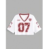 image:imageRoseSeek Jersey Shirts for Women Number Print V Neck Mesh Cropped Jersey Y2k Oversized Tshirts StreetwearWhite