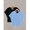 image:imageRoseSeek Womens 2 Packs Open Back Tops Criss Cross Cut Out Summer Casual T Shirt Crewneck Short Sleeve Backless TeeBlack and Blue