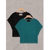 image:imageRoseSeek Womens 2 Packs Open Back Tops Criss Cross Cut Out Summer Casual T Shirt Crewneck Short Sleeve Backless TeeBlack and Deep Blue