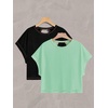image:imageRoseSeek Womens 2 Packs Open Back Tops Criss Cross Cut Out Summer Casual T Shirt Crewneck Short Sleeve Backless TeeBlack and Light Green