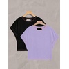 image:imageRoseSeek Womens 2 Packs Open Back Tops Criss Cross Cut Out Summer Casual T Shirt Crewneck Short Sleeve Backless TeeBlack and Light Purple