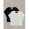 image:imageRoseSeek Womens 2 Packs Open Back Tops Criss Cross Cut Out Summer Casual T Shirt Crewneck Short Sleeve Backless TeeBlack and White
