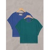 image:imageRoseSeek Womens 2 Packs Open Back Tops Criss Cross Cut Out Summer Casual T Shirt Crewneck Short Sleeve Backless TeeBlue and Green