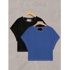 image:imageRoseSeek Womens 2 Packs Open Back Tops Criss Cross Cut Out Summer Casual T Shirt Crewneck Short Sleeve Backless TeeDeep Blue and Black