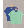 image:imageRoseSeek Womens 2 Packs Open Back Tops Criss Cross Cut Out Summer Casual T Shirt Crewneck Short Sleeve Backless TeeDeep Blue and Green