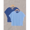 image:imageRoseSeek Womens 2 Packs Open Back Tops Criss Cross Cut Out Summer Casual T Shirt Crewneck Short Sleeve Backless TeeDeep Blue and Light Blue