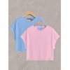 image:imageRoseSeek Womens 2 Packs Open Back Tops Criss Cross Cut Out Summer Casual T Shirt Crewneck Short Sleeve Backless TeeLight Blue and Pink