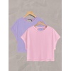 image:imageRoseSeek Womens 2 Packs Open Back Tops Criss Cross Cut Out Summer Casual T Shirt Crewneck Short Sleeve Backless TeeLight Pink and Purple
