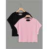 image:imageRoseSeek Womens 2 Packs Open Back Tops Criss Cross Cut Out Summer Casual T Shirt Crewneck Short Sleeve Backless TeePink and Black
