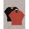 image:imageRoseSeek Womens 2 Packs Open Back Tops Criss Cross Cut Out Summer Casual T Shirt Crewneck Short Sleeve Backless TeePure Black and Red