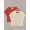 image:imageRoseSeek Womens 2 Packs Open Back Tops Criss Cross Cut Out Summer Casual T Shirt Crewneck Short Sleeve Backless TeeRed and White
