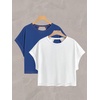 image:imageRoseSeek Womens 2 Packs Open Back Tops Criss Cross Cut Out Summer Casual T Shirt Crewneck Short Sleeve Backless TeeWhite and Blue