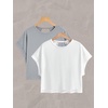 image:imageRoseSeek Womens 2 Packs Open Back Tops Criss Cross Cut Out Summer Casual T Shirt Crewneck Short Sleeve Backless TeeWhite and Grey