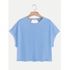 image:imageRoseSeek Womens 2 Packs Open Back Tops Criss Cross Cut Out Summer Casual T Shirt Crewneck Short Sleeve Backless TeeWhite and Light Blue