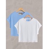 image:imageRoseSeek Womens 2 Packs Open Back Tops Criss Cross Cut Out Summer Casual T Shirt Crewneck Short Sleeve Backless TeeWhite and Light Blue