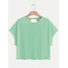 image:imageRoseSeek Womens 2 Packs Open Back Tops Criss Cross Cut Out Summer Casual T Shirt Crewneck Short Sleeve Backless TeeWhite and Light Green
