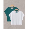 image:imageRoseSeek Womens 2 Packs Open Back Tops Criss Cross Cut Out Summer Casual T Shirt Crewneck Short Sleeve Backless TeeWhite and Water Blue